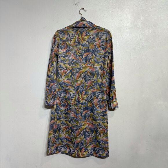 First Edition Multicolor Watercolor 70's Dagger Point Collar Midi Dress Sz 8 - Picture 8 of 11